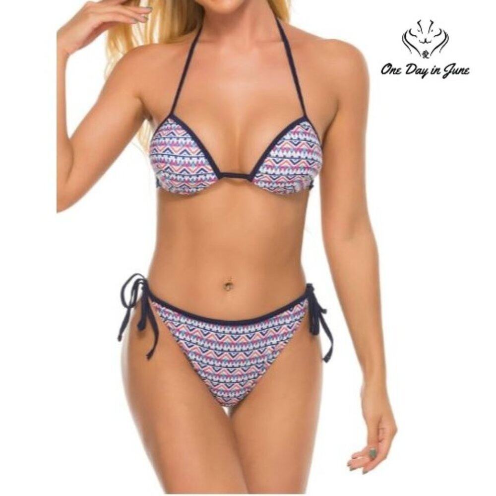 CharmLeaks Tie Side Padded Triangle Bikini Swimsuit Size XXL